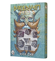 Q-Workshop Polyhedral 7-Die Set: Carved Dwarven Dice Set - Gray & Black
