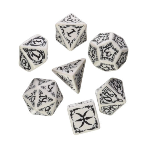 Carved White & Black Tribal Dice by Q-Workshop