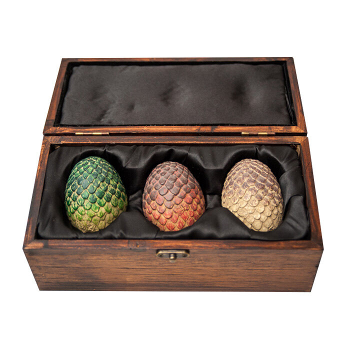 Game of Thrones Dragon Egg Prop Replica Set in Wooden Box