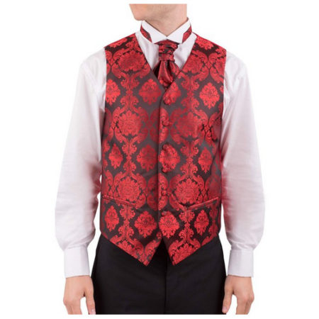 Men's Red Victorian Jacquard Vest Waistcoat