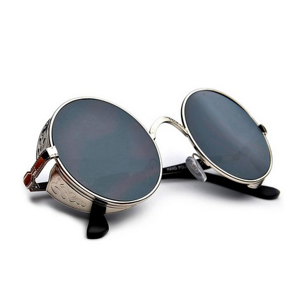 Full Mirrored Round Steampunk Sunglasses