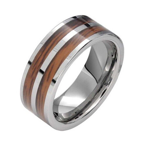 ouble Wood and Tungsten Wedding Band