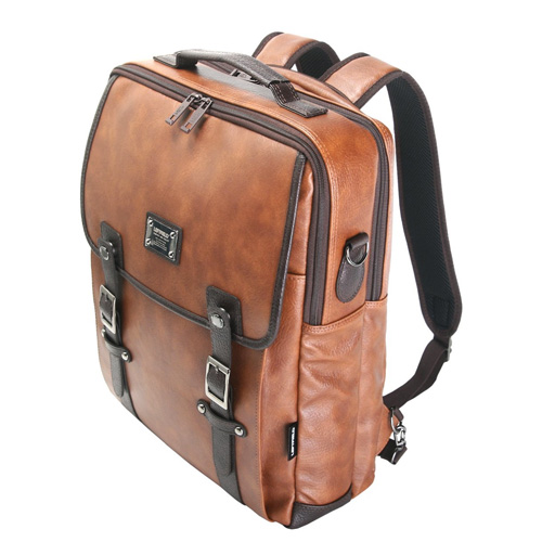 Faux-Leather Laptop Backpack