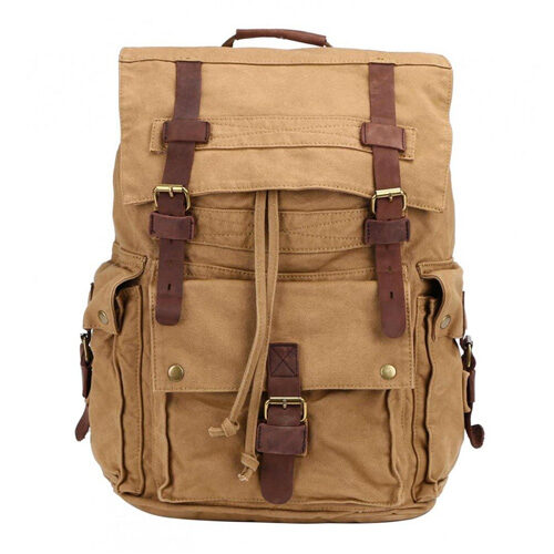 Retro Canvas & Leather Casual Backpack