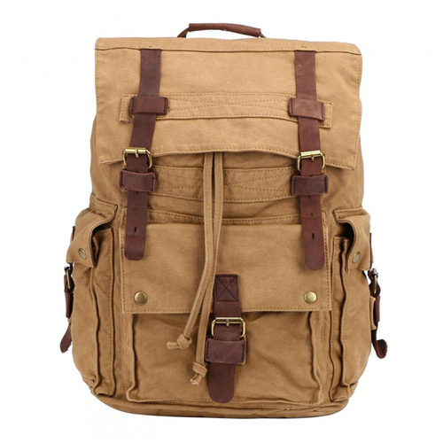 Retro Canvas & Leather Casual Backpack