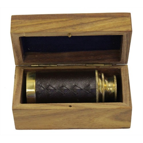 6 Handheld Brass Telescope with Wooden Box