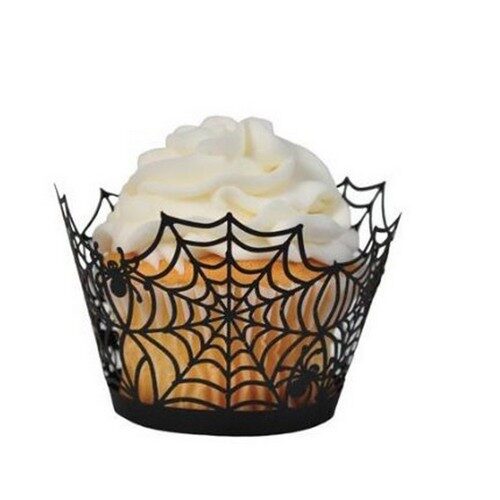 Black Spiderweb Laser Cut Cupcake Wrappers Liners