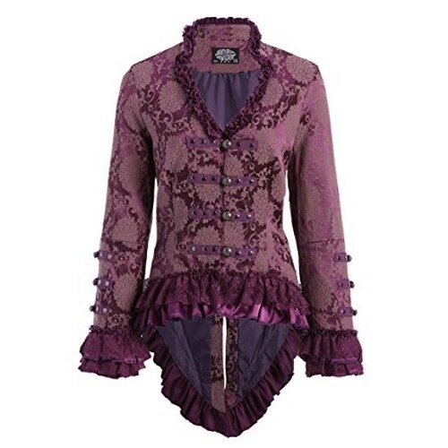 Purple Victorian Tail Jacket with Lace Embellishments