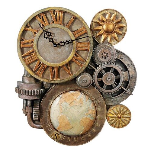 teampunk Gears of Time Sculptural Wall Clock