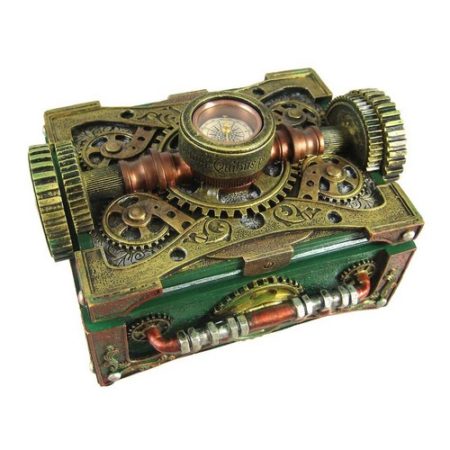 Steampunk Trinket Jewelry Box with Compass