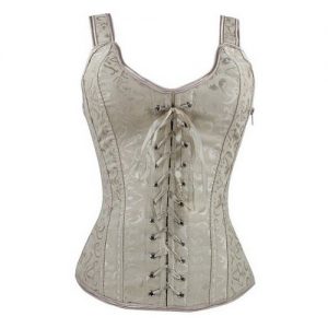 Women Boned Lace up Corset and Strap Bustier