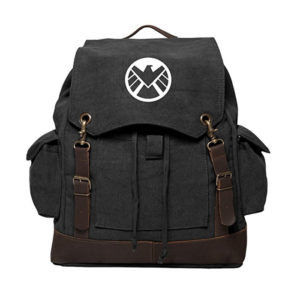 Agents of Shield Logo Canvas Rucksack Backpack with Leather Straps