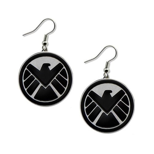 Marvel Agents of Shield Black and Silver Dangle Earrings