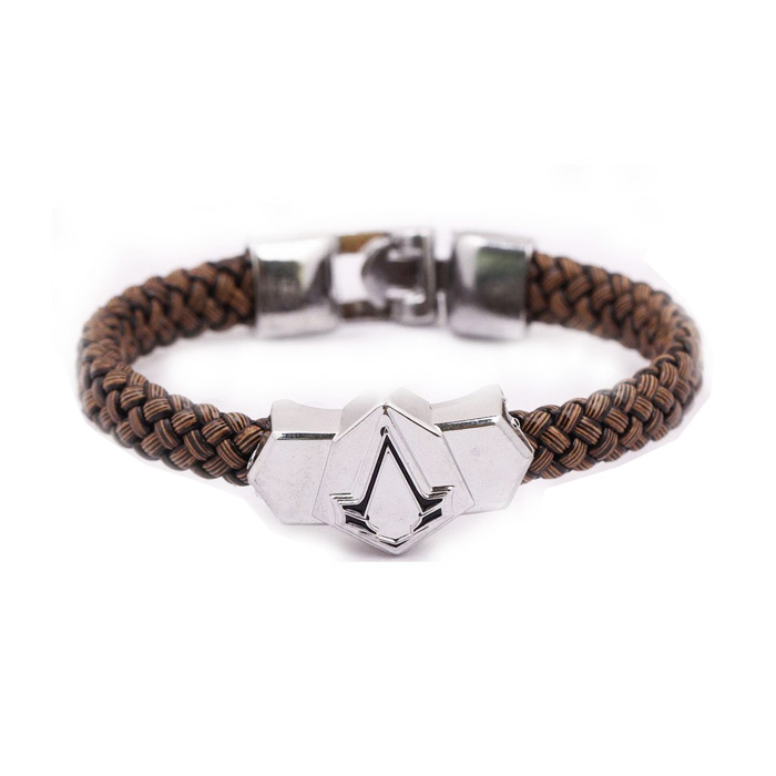 Assassin's Creed PU Woven Leather Bracelet Alloy Wristband