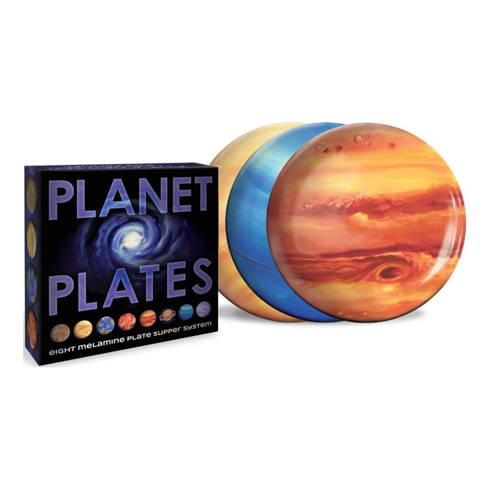 Planet Plates Set - Eight Melamine Astronomy Dinner Plates
