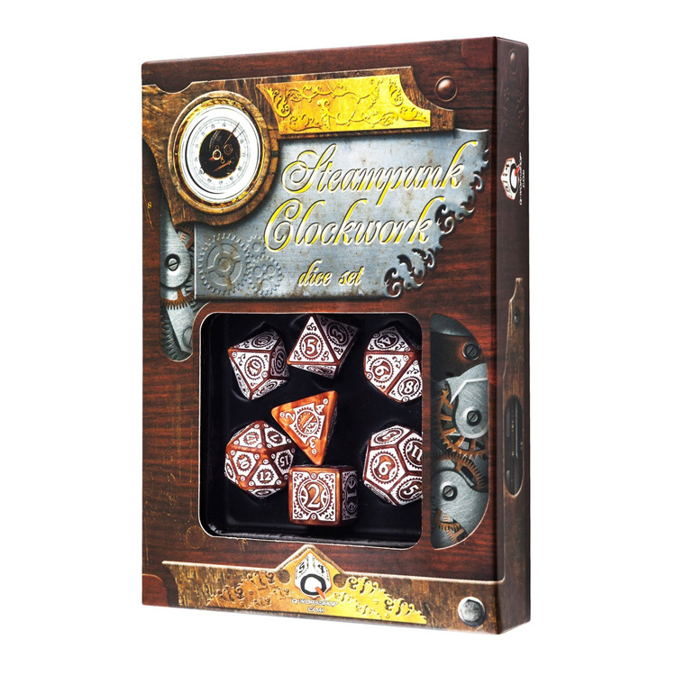 Steampunk Clockwork Caramel & White Dice Set