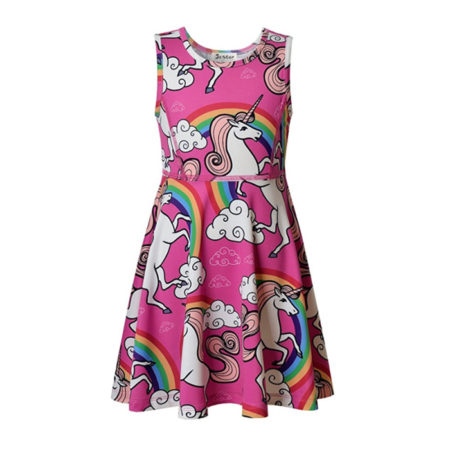 Jxstar Girl's Unicorn Dress - Spring Print