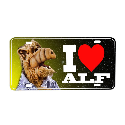 "I Love Alf" Space License Plate in Aluminium
