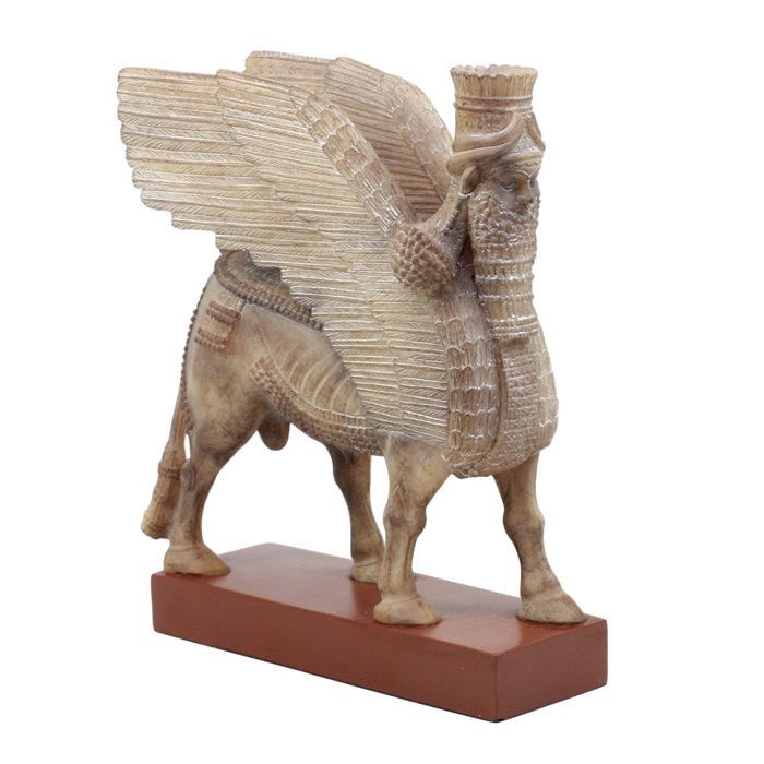 Ancient Assyrian Lamassu Bull Statue by Ebros