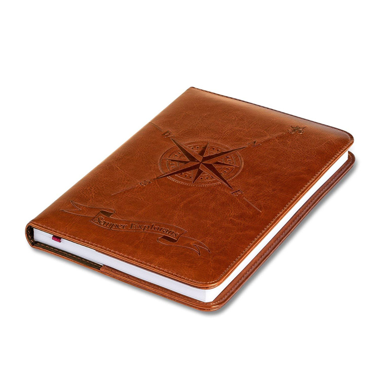 Faux Leather Refillable Compass Lined Journal