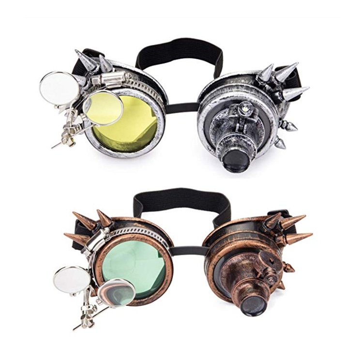 Steampunk Goggles with Spikes and Double Ocular Loupe