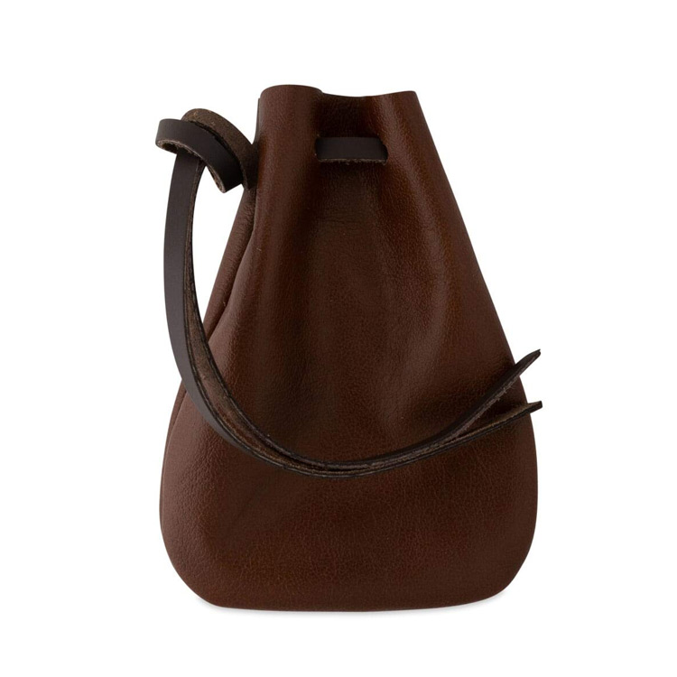 Minimalistic Leather Drawstring Pouch for Dice, Coins and Props