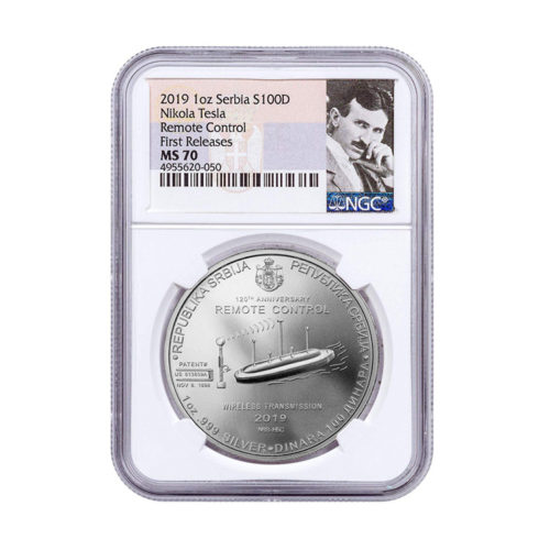 Nikola Tesla Remote Control Silver Coin 100 Dinara 2019