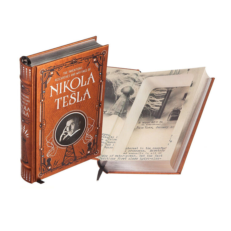 Nikola Tesla Real Leather Hollow Book Safe