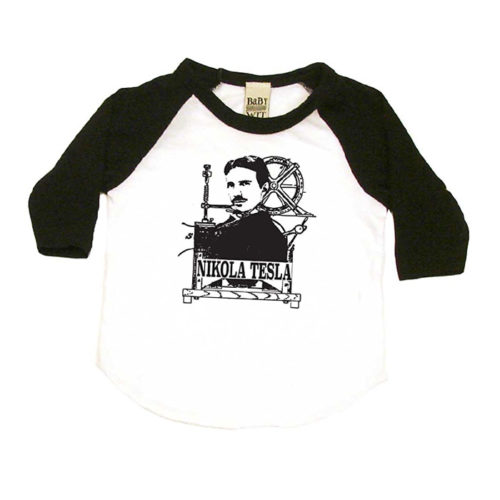Nikola Tesla Baby T-Shirt in White and Black