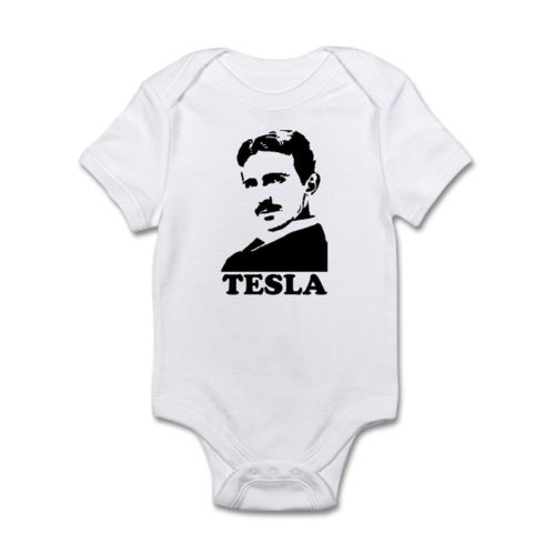 Tesla Portrait Cute Infant Bodysuit Baby Romper White
