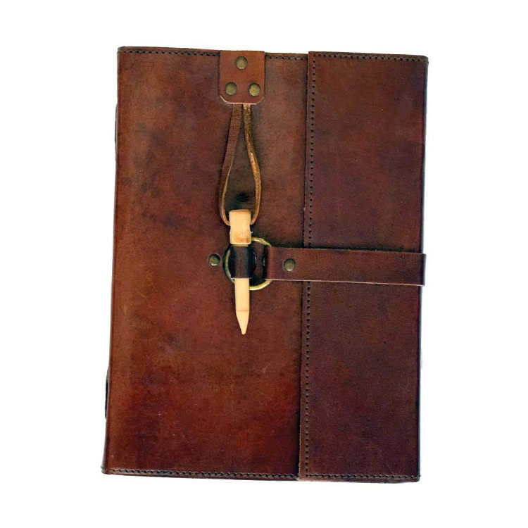 Leather Journal with Wooden Peg Closure