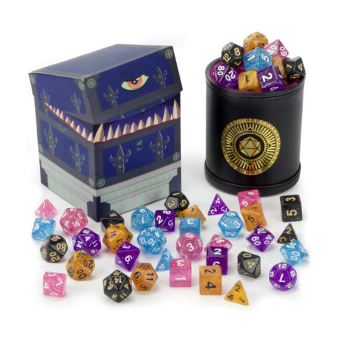 5 Complete Sets of 7 Glitter Polyhedral RPG Dice
