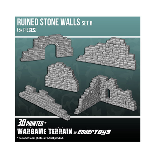 Ruined Stone Walls Set B, Terrain Scenery for Tabletop