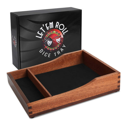 Wood Dice Rolling Tray with Dice Mat by Let'em Roll