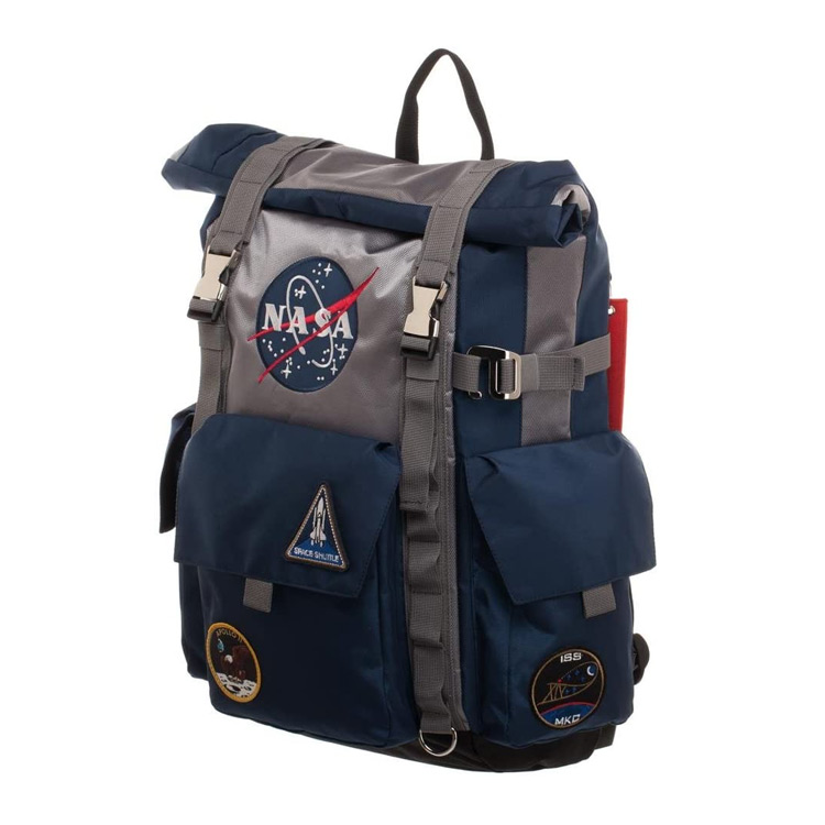 NASA Blue and Grey Roll-Top Backpack Backpack