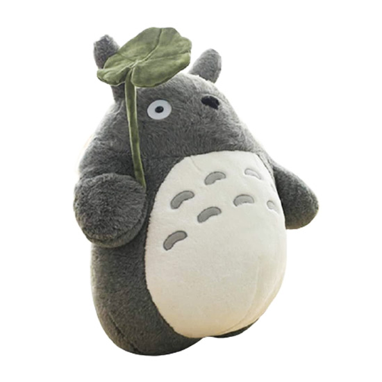 Adorable Stuffed Totoro Plush with Leaf