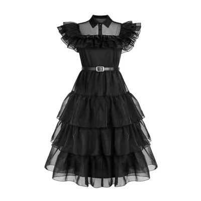 Wednesday Addams Black Mesh Dress