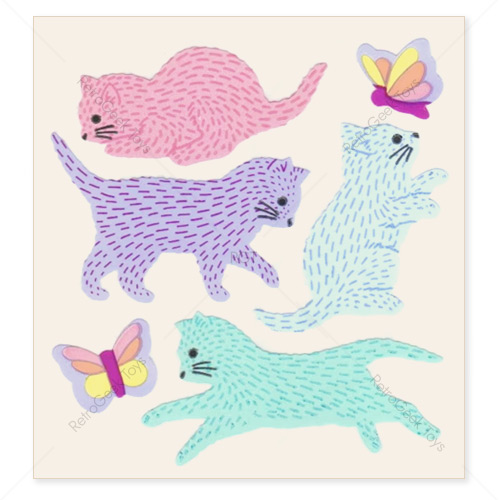 Sandylion Vintage Kromekote Stickers: Cats