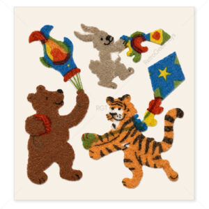 Sandylion Vintage Fuzzy Stickers: Flying Kites