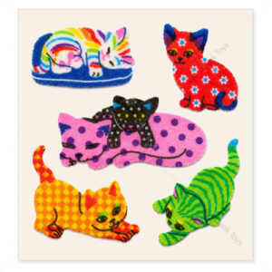 Sandylion Vintage Fuzzy Stickers: Color Cats