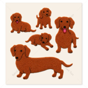 Sandylion Vintage Fuzzy Stickers: Dachshund