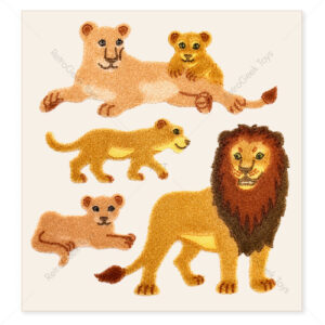 Sandylion Vintage Fuzzy Stickers: Lion Family