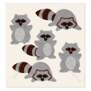Sandylion Vintage Fuzzy Stickers: Racoons